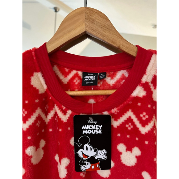 Walt Disney World Disneyland Christmas Mickey Sweatshirt Adult Large Red/White - Picture 4 of 6